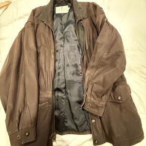 London Fog Men's Dark Brown Leather Jacket